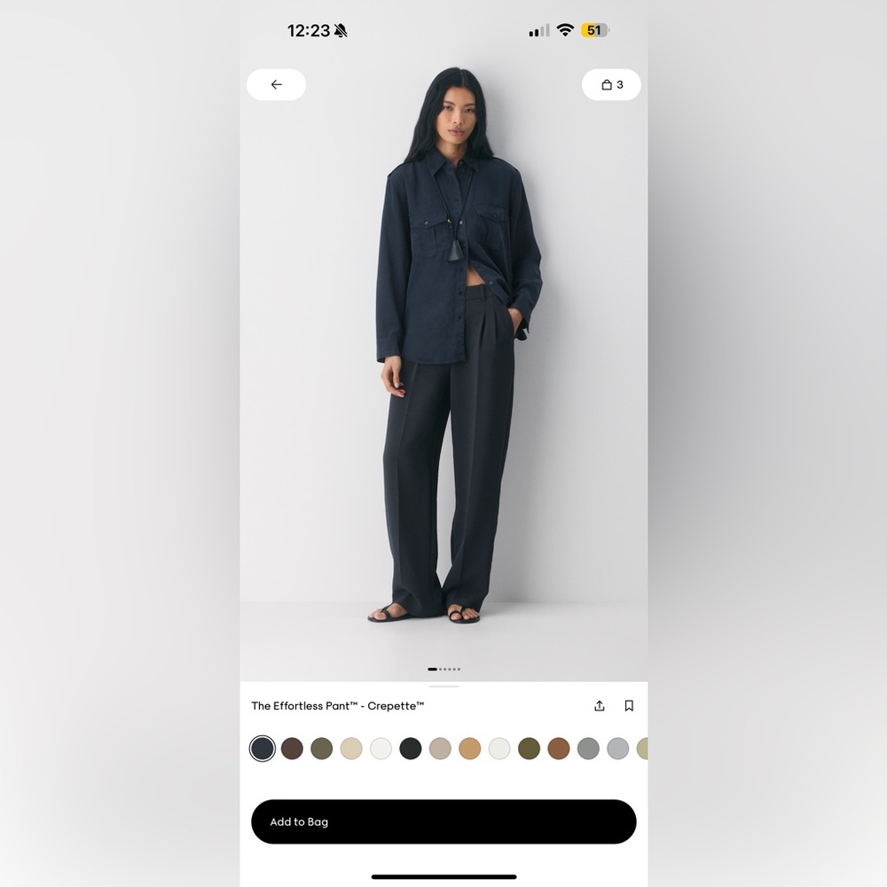Aritzia Effortless Pants in Dark Night Navy